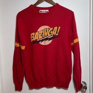 Men’s Big Bang Bazinga Sheldon Red Yellow Black Sweater
